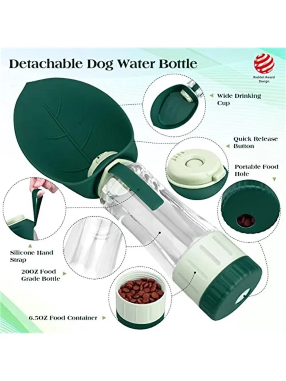 Dog Water Bottle Dispenser Pet Water Feeder Container Portable